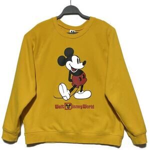 Disney Adult Sweatshirt Classic Mickey Mouse Yellow Crewneck Extra Large